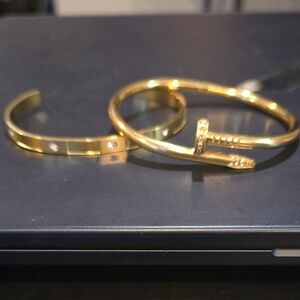 Gold Nail-Inspired and Cuff Bracelets